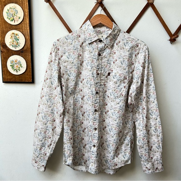 ferroman Other - Retro Watercolor Floral Print Button Up Men's Shirt